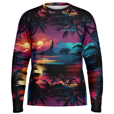 Chokefish™ Long Sleeve Every Day All Weather Trees&Boats Shirt Men's-010